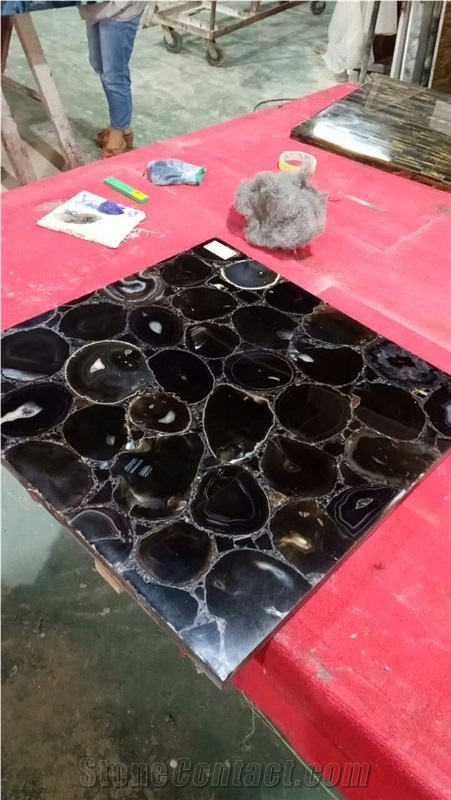 Polished Black Agate Gemstone Wall Tiles