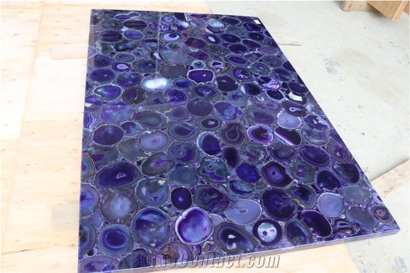 Purple Agate Gemstone Restaurant Table Tops