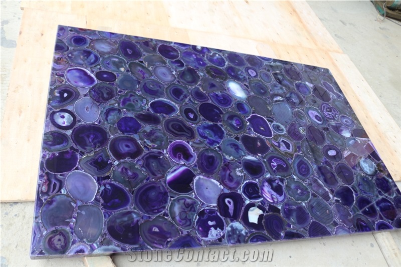 Purple Agate Gemstone Round Table Tops