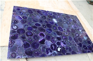 Purple Agate Gemstone Round Table Tops