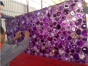 Purple Agate Gemstone Round Table Tops