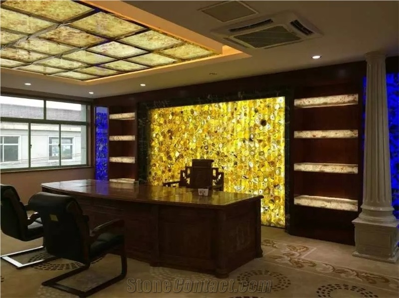 Wholesale Yellow Agate Gemstone Wall Panels