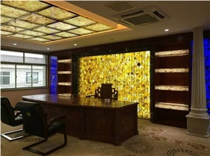 Yellow Agate Semiprecious Stone Wall Panels
