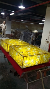 Yellow Agate Semiprecious Stone Wall Panels