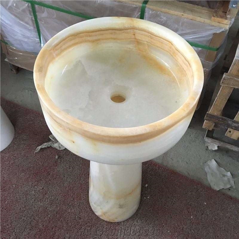 White Onyx Pedestal Sink, White Onyx Basins