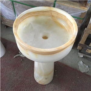 White Onyx Pedestal Sink, White Onyx Basins