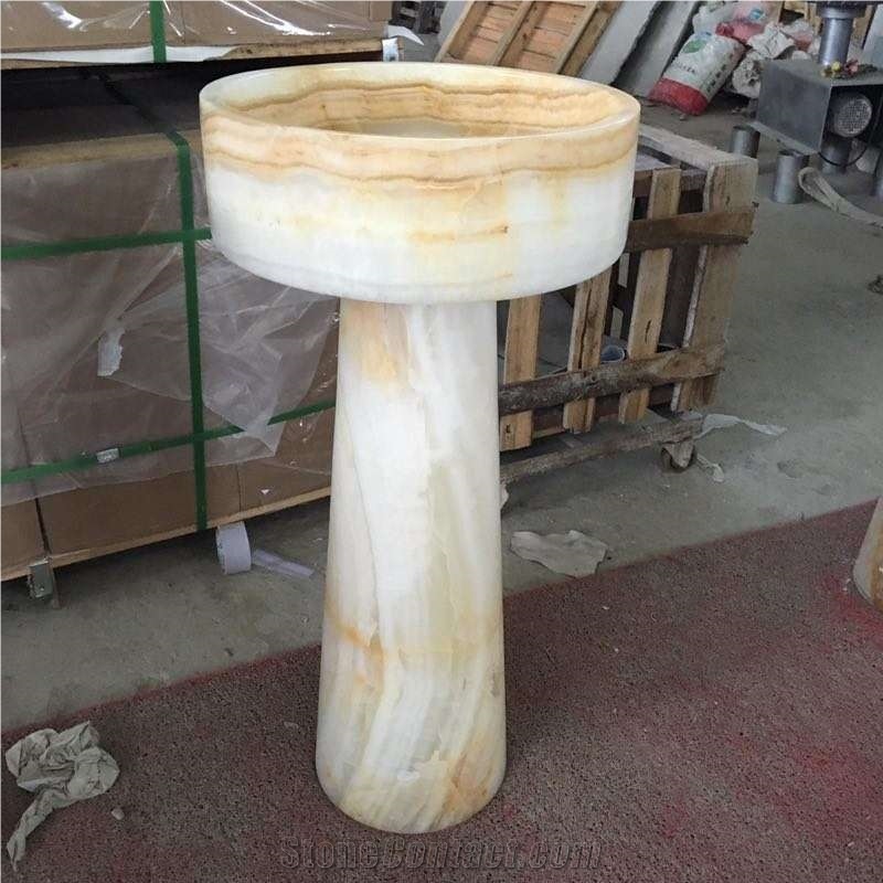 White Onyx Pedestal Sink, White Onyx Basins