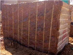 Red Multicolour, Multicolor Red Granite Block