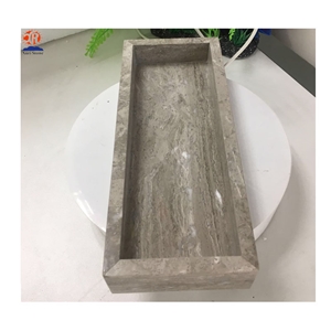 Natural Stone Grey Wooden Marble Tray with Lids