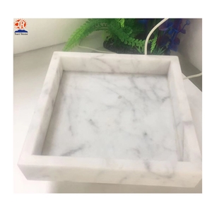 Natural Stone White Marble Carrara Serving Tray