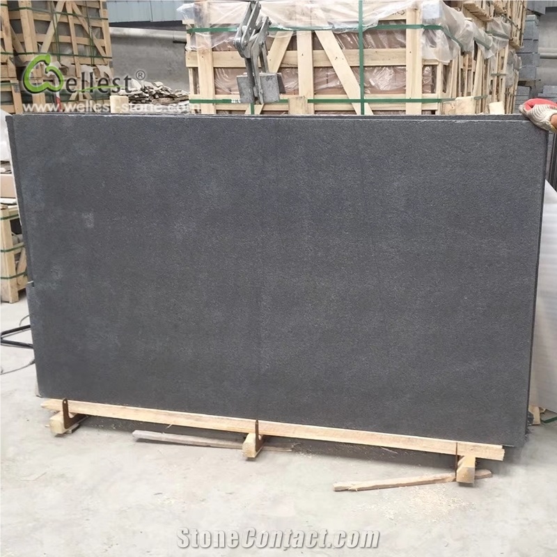 G343 Dark Grey Black Flamed Big Granitetile