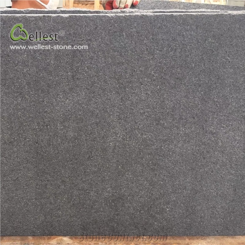 G343 Dark Grey Black Flamed Big Granitetile