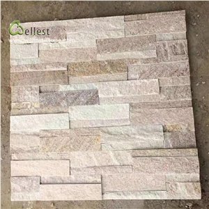 Light Pink Yellow Quartzite Ledgestone Cultured