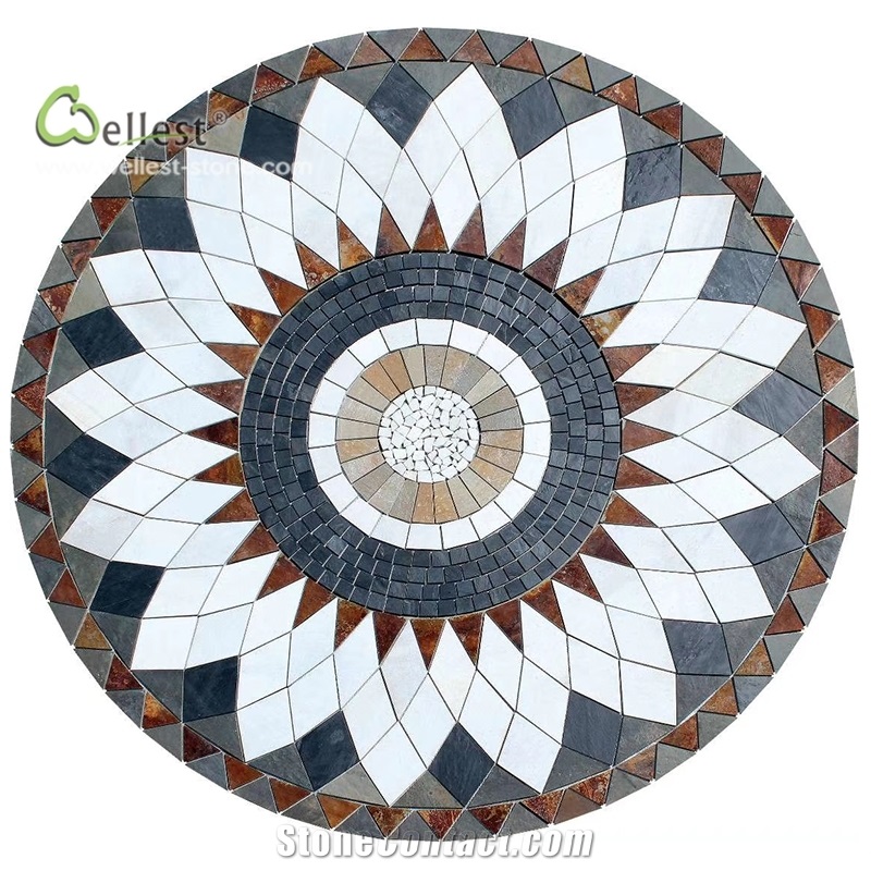 Multi Color Round Medallion Flower Circle Pattern