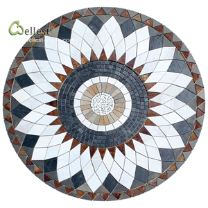 Multi Color Round Medallion Flower Circle Pattern