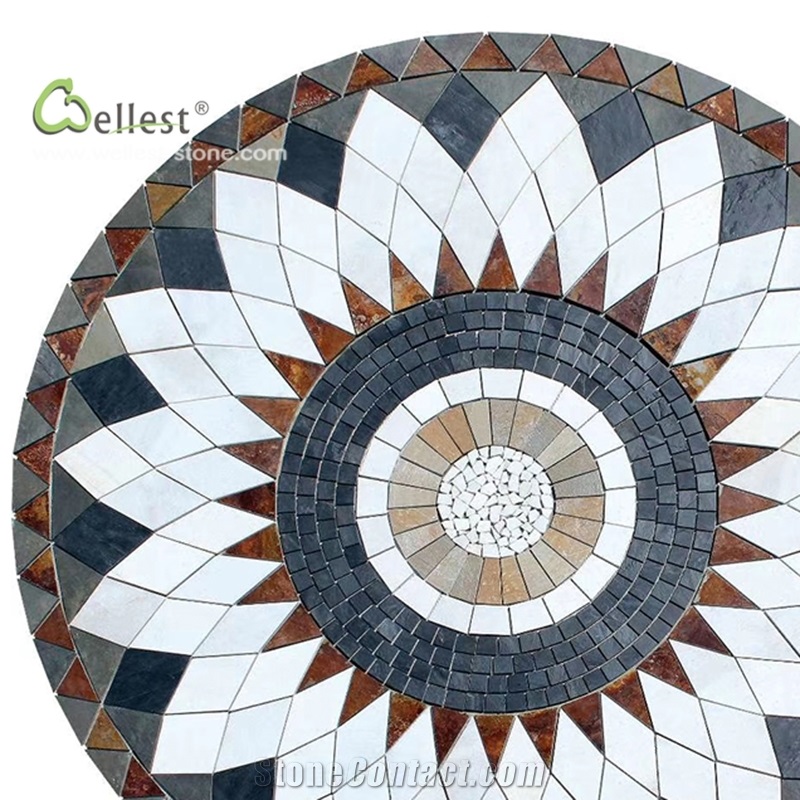 Multi Color Round Medallion Flower Circle Pattern