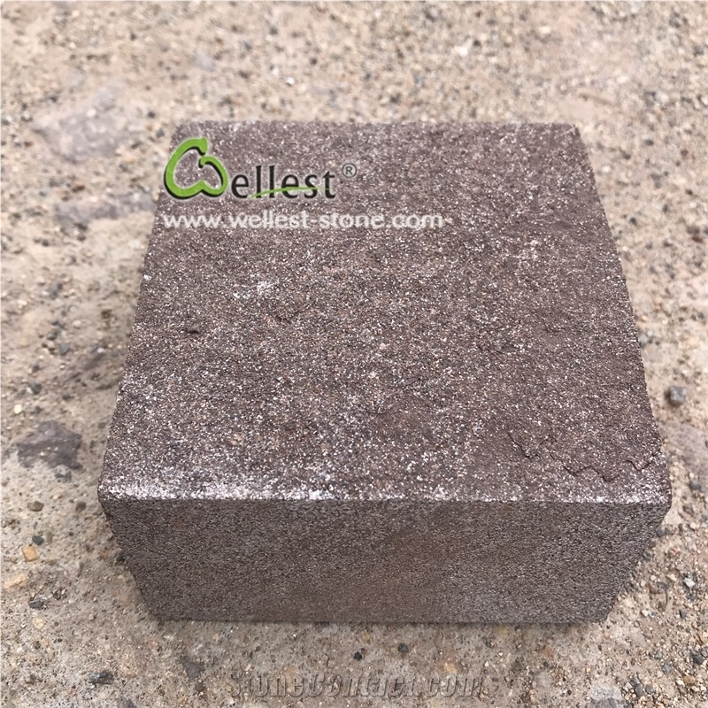 Purple Brown Natural Split Cube Stone Cobblestone
