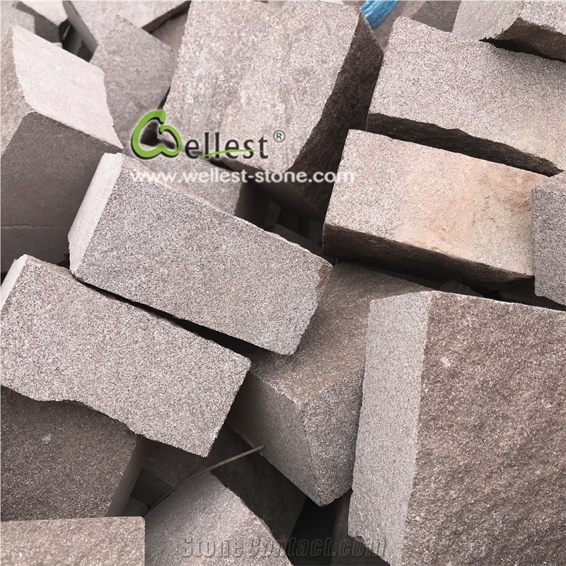 Purple Brown Natural Split Cube Stone Cobblestone