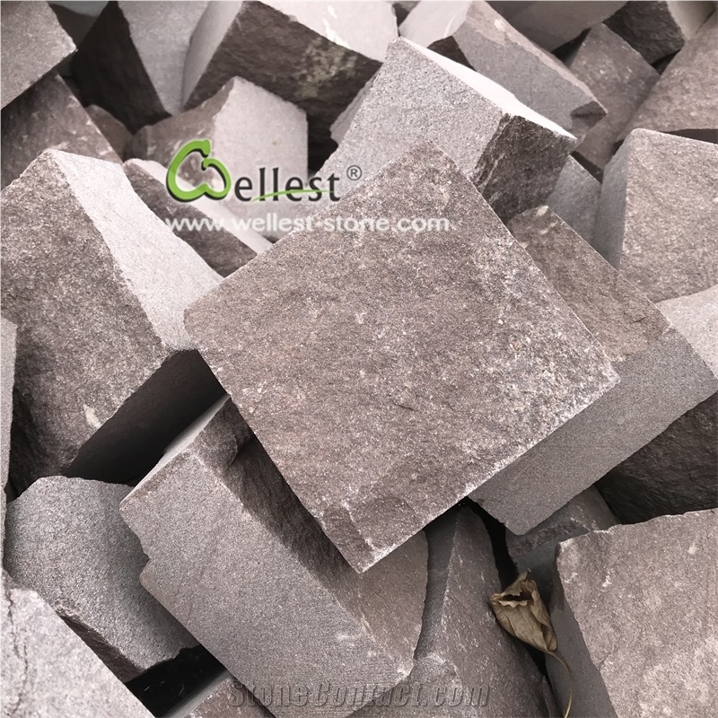 Purple Brown Natural Split Cube Stone Cobblestone
