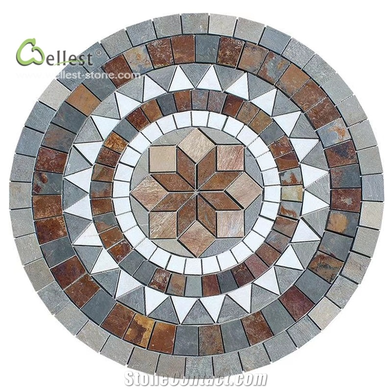 Round Medallion Garden Interior Geometric Pattern