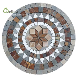 Round Medallion Garden Interior Geometric Pattern