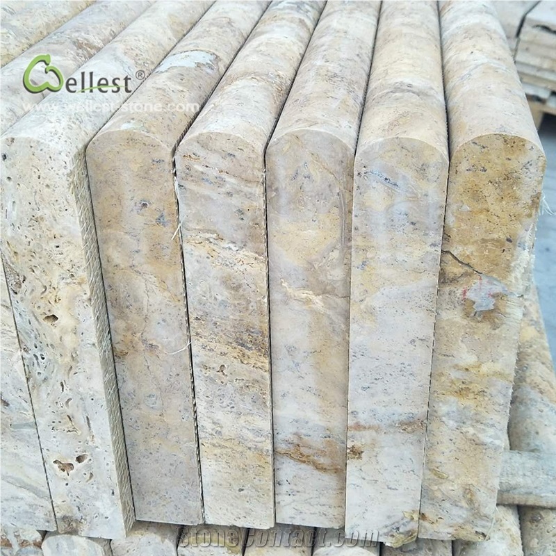 Yellow Bullnose Travertine Coping Tile Pool Steps