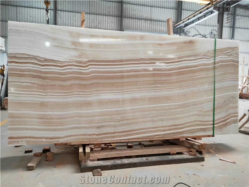 Striped White Onyx Slab