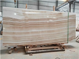 Striped White Onyx Slab