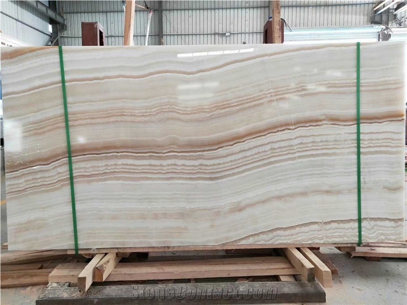 Striped White Onyx Slab