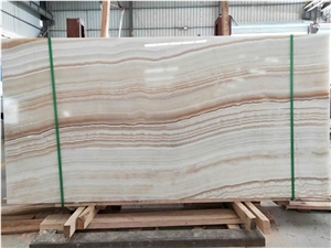 Striped White Onyx Slab