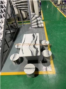 Panda White Marble Table Sets