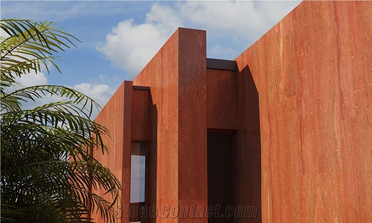 Red Travertine Slabs