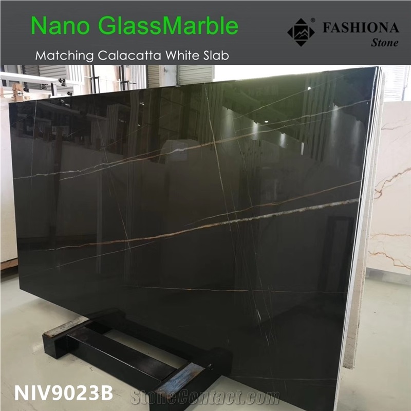 Book Match Nano Calacatta White Glassmarble Slabs