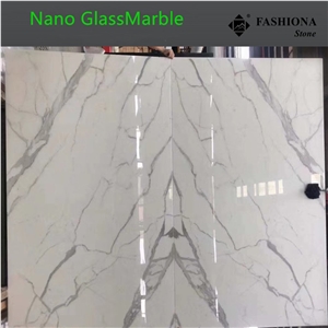 Nano Book Match Calacatta White Glassmarble