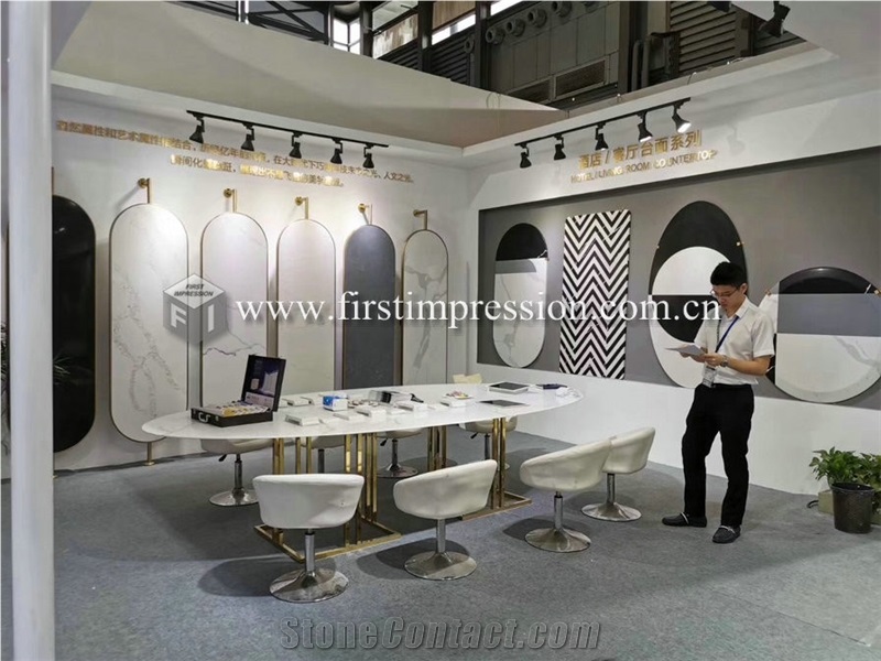 Artificial Stone Calacatta White Quartz Tabletops