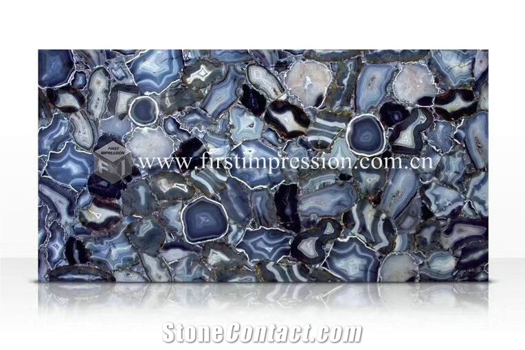 Grey Crystal Gemstone Semiprecious Stone Slabs