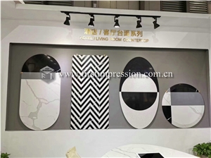 Hot Artificial Stone Calacatta White Quartz Tabletops