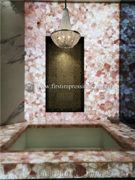 Pink Crystal Gemstone Semiprecious Stone Slabs