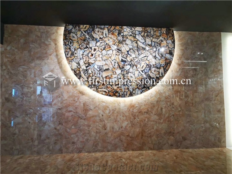 Pink Crystal Gemstone Semiprecious Stone Slabs