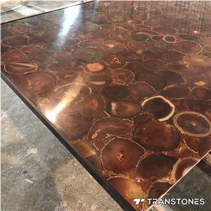 Agate Brown Gem Stone Panel Natural Onyx Color for Decoration