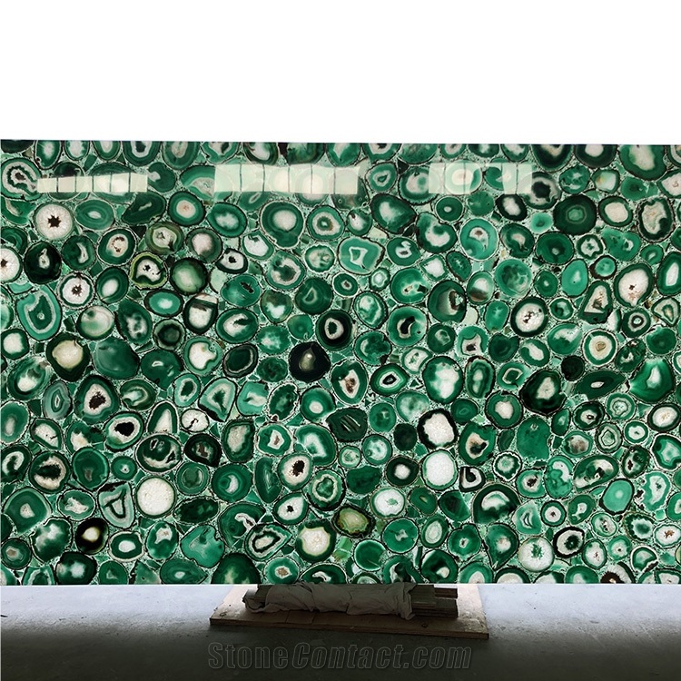 Agate Green Color Background Backlit Slab