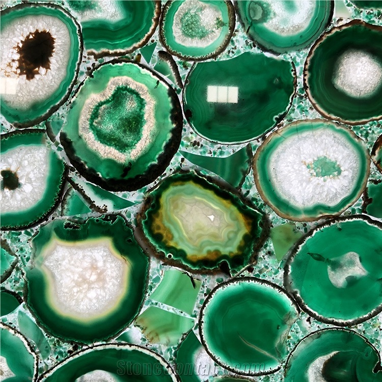 Agate Green Color Background Backlit Slab