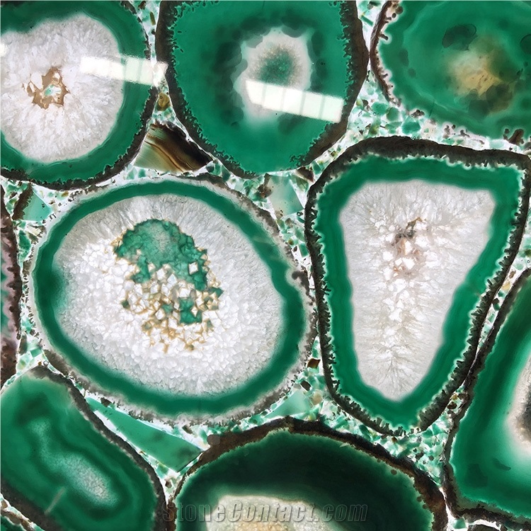 Agate Green Color Background Backlit Slab
