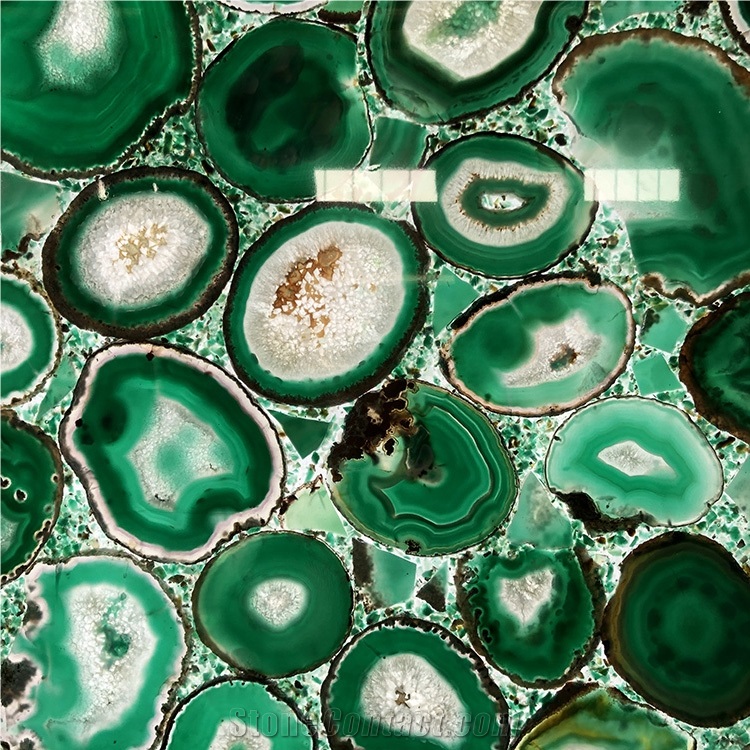 Agate Green Color Background Backlit Slab