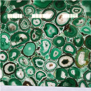 Agate Green Color Background Backlit Slab
