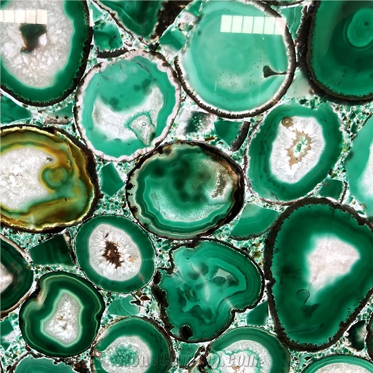 Agate Green Color Background Backlit Slab