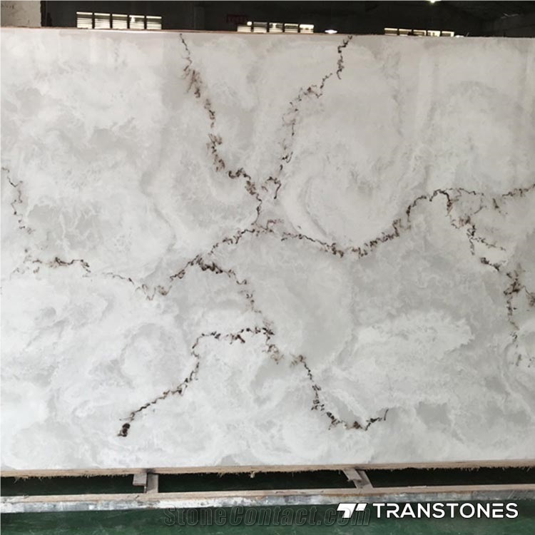 Backlit Faux Onyx Alabaster Panels White Patterns