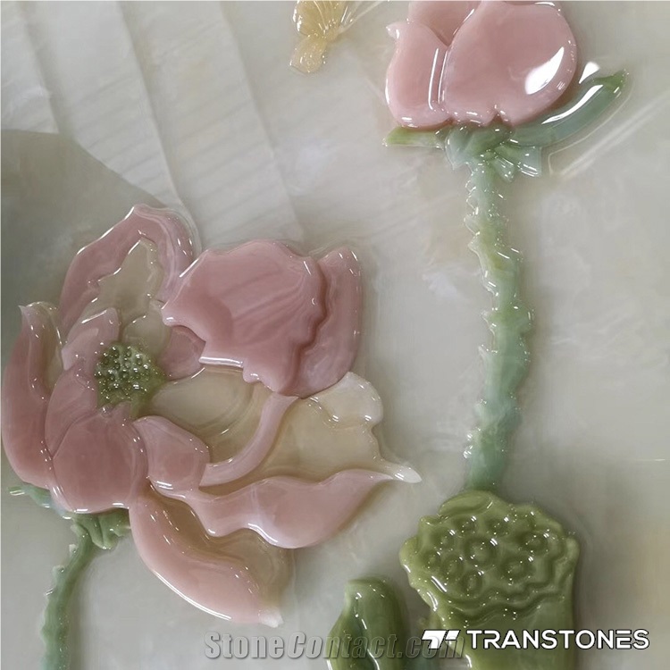 Decorated Translucent Pink Faux Onyx Sheet