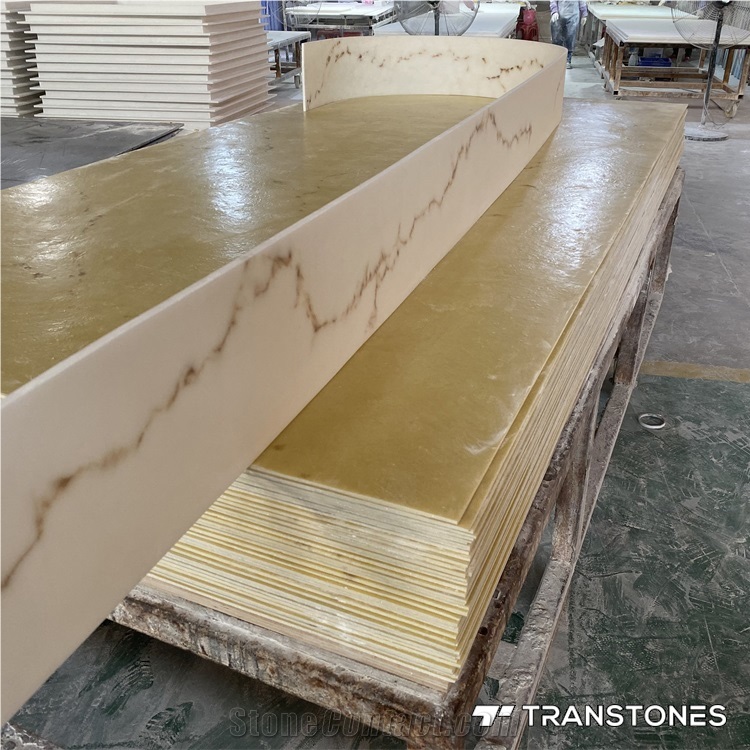 Honed Translucent Curved Alabaster Building Stone