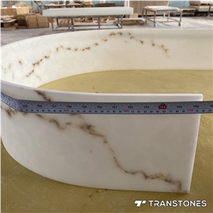 Honed Translucent Curved Alabaster Building Stone
